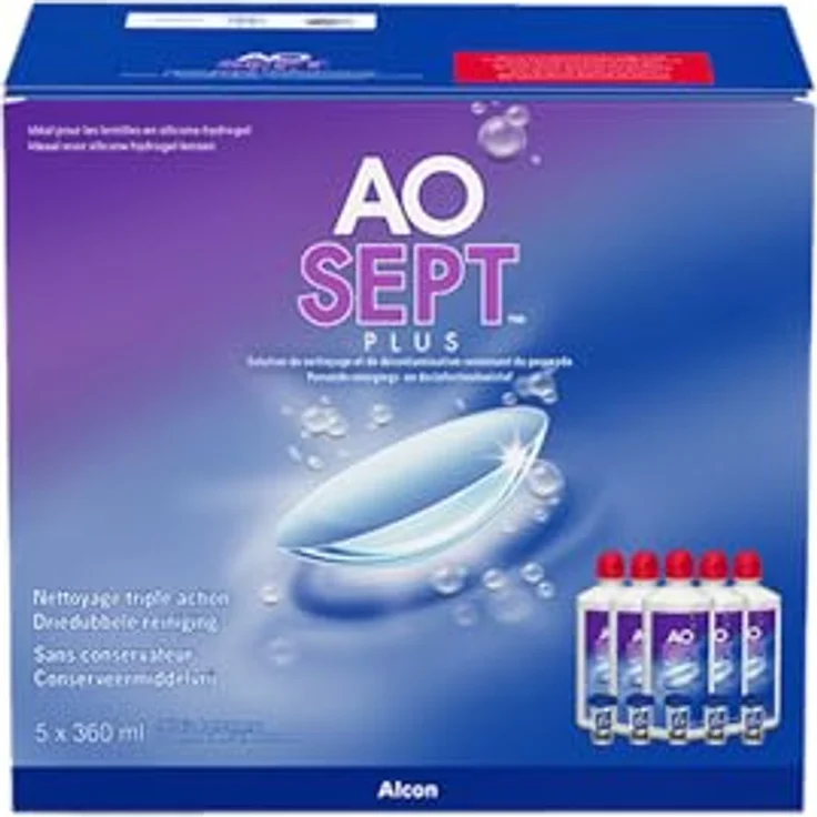 Alcon Aosept Plus Sparpack 5 x 360 ml All-in-One-Lösung für weiche & harte Kontaktlinsen, inkl. 5 Aufbewahrungsbehälter – Bild 3