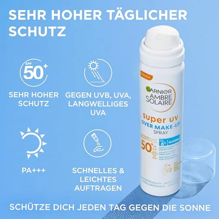 GARNIER Ambre Solaire Super UV Over Make-Up Spray, LSF 50, unisex, 75 ml Sonnenschutz und Hautpflege – Bild 2