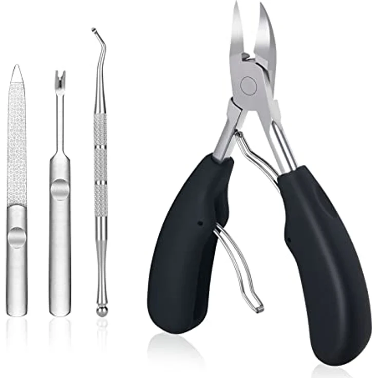 URAQT Fußnagel Nagelzange, Edelstahl Knipser für starke Fußnägel und Fingernägel, ergonomisches Design mit weichem Griff – Bild 1
