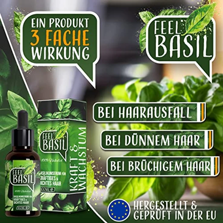 ADEMA NATURAL® Feel Basil Haarwachstum Serum - Haarwurzeln stärken, dichtes Haar - Hair Growth VEGAN Oil 100 ML – Bild 4
