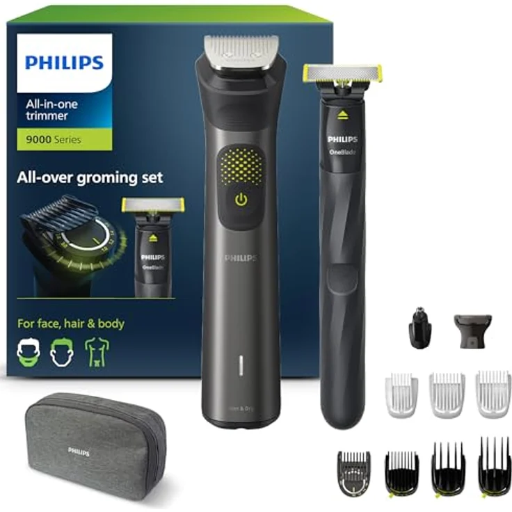 Philips Multigroom Serie 9000 MG9530/15, 13-in-1 Barttrimmer und Haarschneider, wasserfest, 27 Längenschritte, ergonomischer Griff, Schnellladung – Bild 2