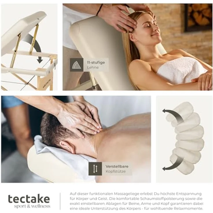 TecTake Massageliege Massagestuhl, 3 Zonen Massageliege – Bild 8