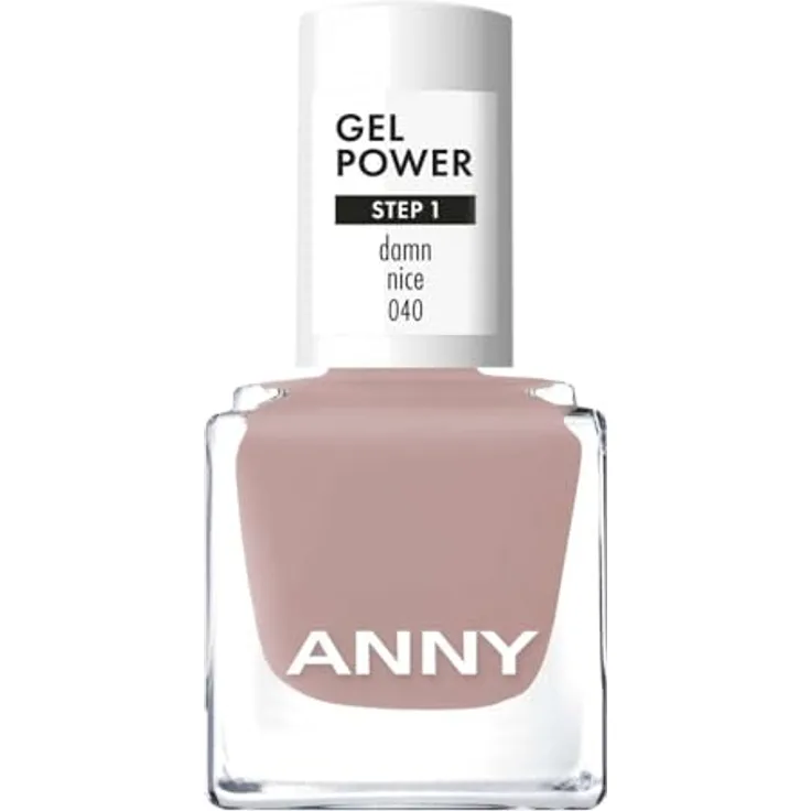 ANNY Gel Power Nail Polish, Gel-Farb-Nagellack ohne UV-Lampe, brillanter Glanz, splitter- & kratzresistent, Farbe: Damn Nice - Sanftes Taupebeige, 8 ml