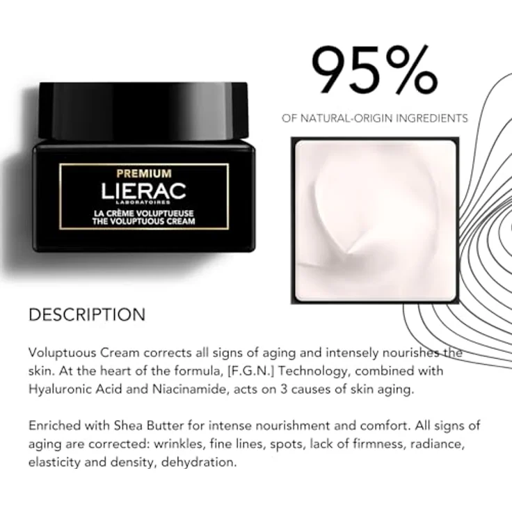 Lierac Premium The Voluptuous Cream 50 ml, Gesichtscreme für hydratisierte und strahlende Haut – Bild 4