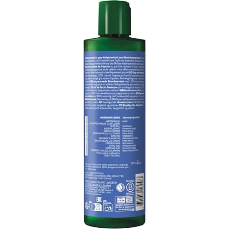 WELEDA Bio Relax XL Duschgel, vegane Naturkosmetik mit Lavendel/Bergamotte Duft, sanfte Reinigung für Gesicht und Körper, 400ml – Bild 3