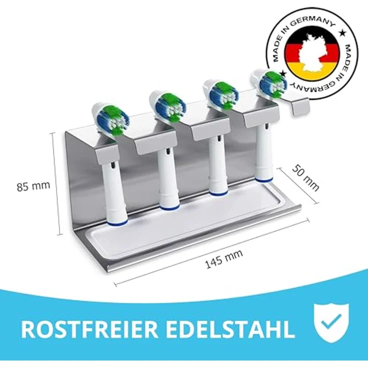 Wietre 4er Edelstahl Aufsteckbürsten-Halter mit Auffangschale, für Oral-B, Philips Sonicare, Waterpik, Fairywill – Bild 9