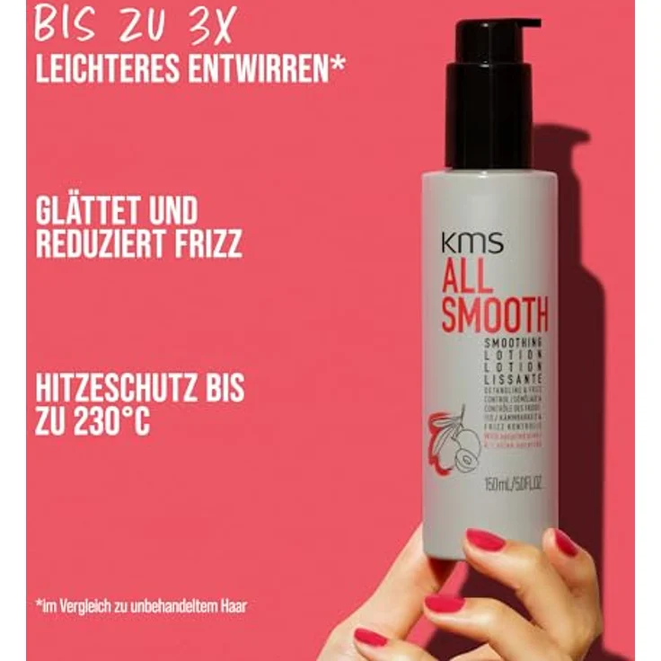 KMS ALLSMOOTH Smoothing Lotion, Anti-Frizz Pflege für feines bis starkes Haar, 150ml, vegane Formel, mit upgecycelter Olive, ohne Silikone – Bild 4