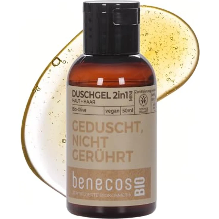 benecos Olive Duschgel 2in1 für Haut & Haar, feuchtigkeitsspendendes Mini 50 ml – Bild 1
