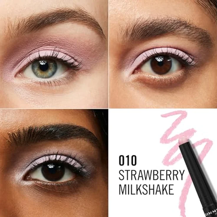 Rimmel Wonder'Last Lidschatten-Stift, 1.64 g, Farbton Strawberry Milkshake, veganer Lidschatten mit langanhaltendem Glitzereffekt – Bild 2