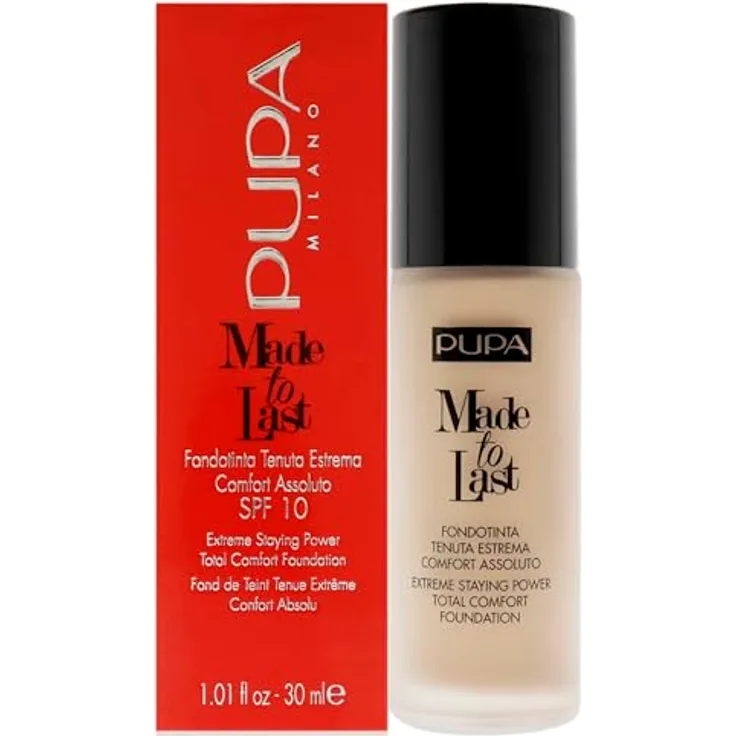 PUPA Milano Made To Last Foundation, Flüssig-Foundation mit Lichtschutzfaktor 10-30, 30 ml