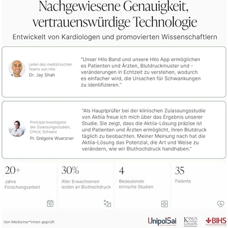 Hilo 24/7 Blutdruckmessarmband, klinisch validiertes Manschettenloses Medizinprodukt, IP68, Blutdruckmessgerät, Herzfrequenzmesser, Schlaftracker & Schrittzähler, 15 Tage Akku, inkl. 12 Monate Abo – Bild 5