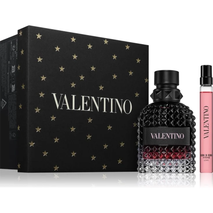 Valentino Born In Roma Intense Uomo Geschenkset für Herren, Eau de Parfum 50 ml & 10 ml, luxuriöse Geschenkverpackung