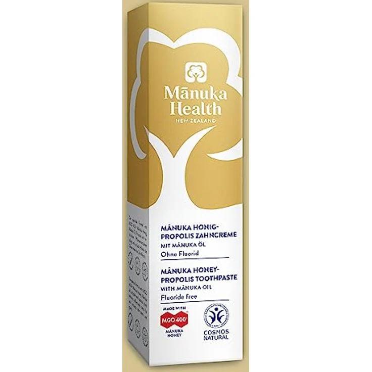 Manuka Health - Manuka Honig Zahncreme mit MGO 400+, Propolis und Manuka Öl ohne Fluorid, Natürlicher Minzgeschmack, Ohne Titandioxid, Ohne Schäumungsmittel (SLS), 1er Pack (1x 75ml) – Bild 4