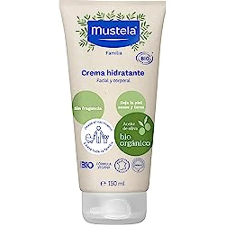 Mustela Organic Pflegende Creme Hydrating Cream, 150 ml für sanfte Kinderhaut, vegan und feuchtigkeitsspendend