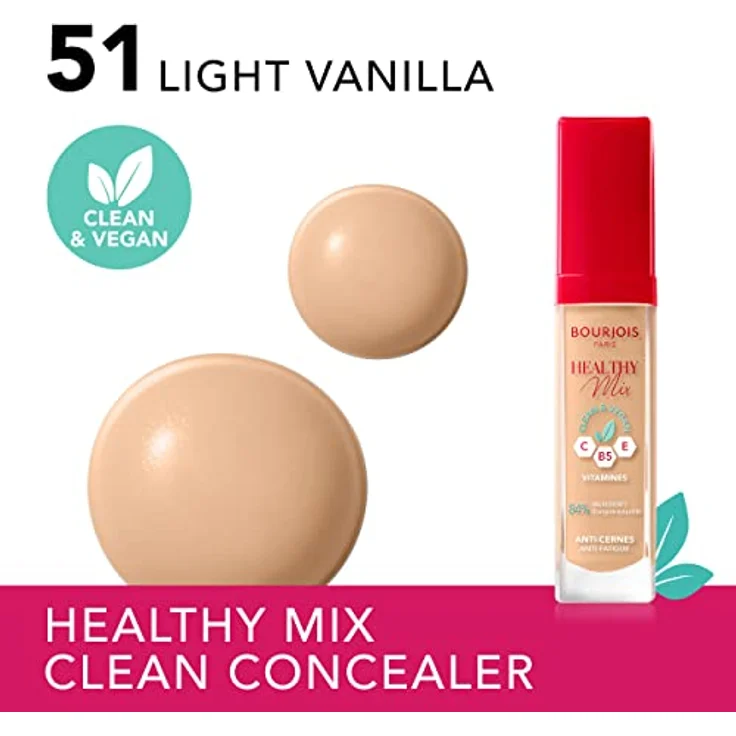 Bourjois Healthy Mix Clean Puder, 03 Rose Beige, 11g - Mattierendes Puder mit Vitaminen C, E und B5 – Bild 4