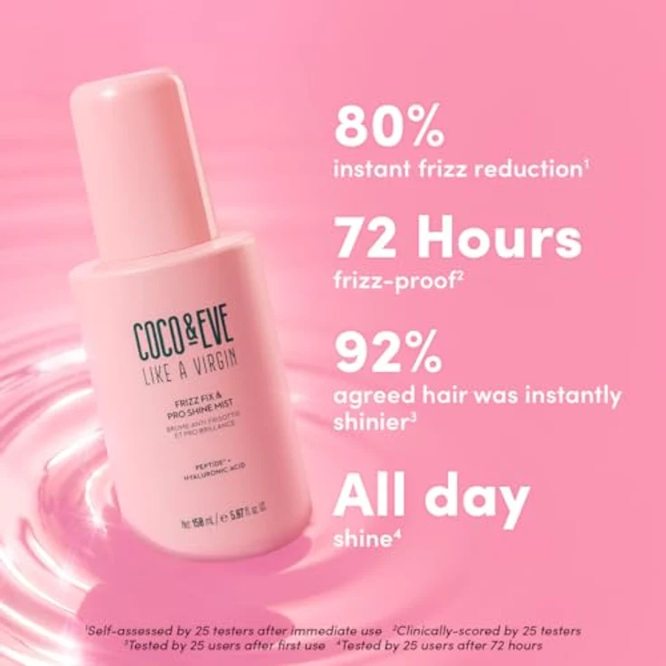 Coco & Eve Frizz Fix & Pro Shine Mist - 72 Stunden Frizz-Kontrolle und sofortiger Glanz | Leichter Hitzeschutz | Feuchtigkeitsspendendes, glättendes, entwirrendes Spray | Für alle Haartypen (150 ml) – Bild 5