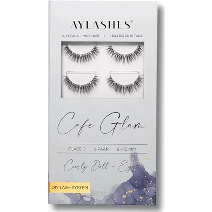 AYLASHES DIY Wimpernextensions Maxi Box CAFE GLAM, 6 Paar wiederverwendbare Cat Eye Wimpern, bis zu 7 Tage Halt, dermatologisch , für zu Hause – Bild 1