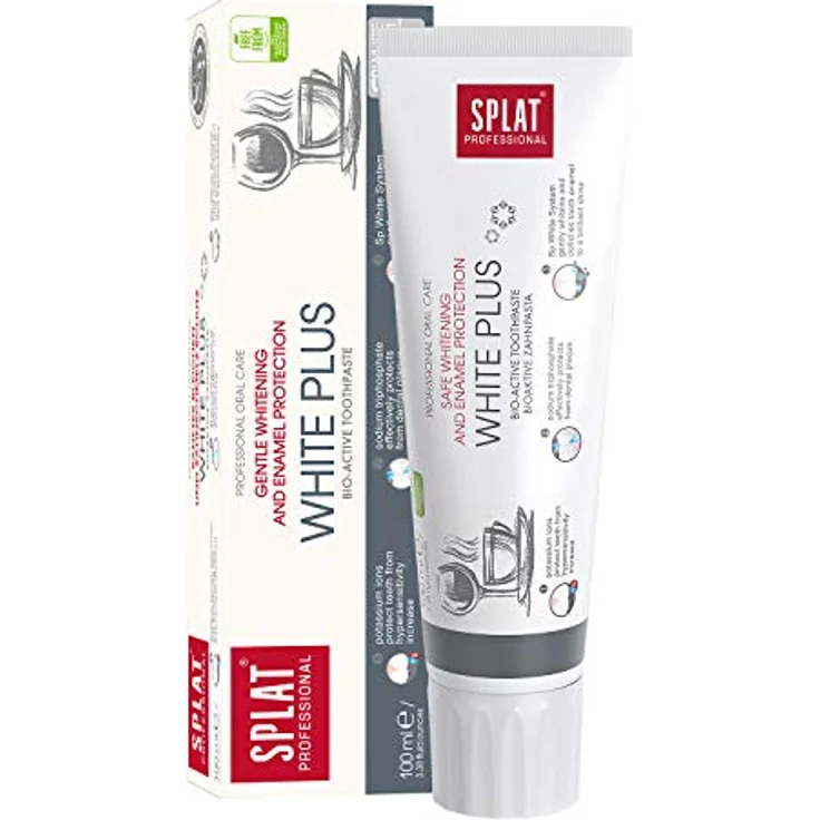 SPLAT Zahnpasta, 100 ml, Weiß Plus, mit SP White System und natürlichen Papaya-Enzymen für aufhellenden Zahnschmelz – Bild 1
