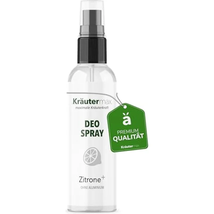 Kräutermax Zitronen Deo ohne Aluminium im praktischen Sprüher - fruchtiger Lemon Damen-Duft für frische & Wohlbefinden den ganzen Tag über - Deo Spray aus Zitronen Öl & Salbei | 100ml – Bild 1