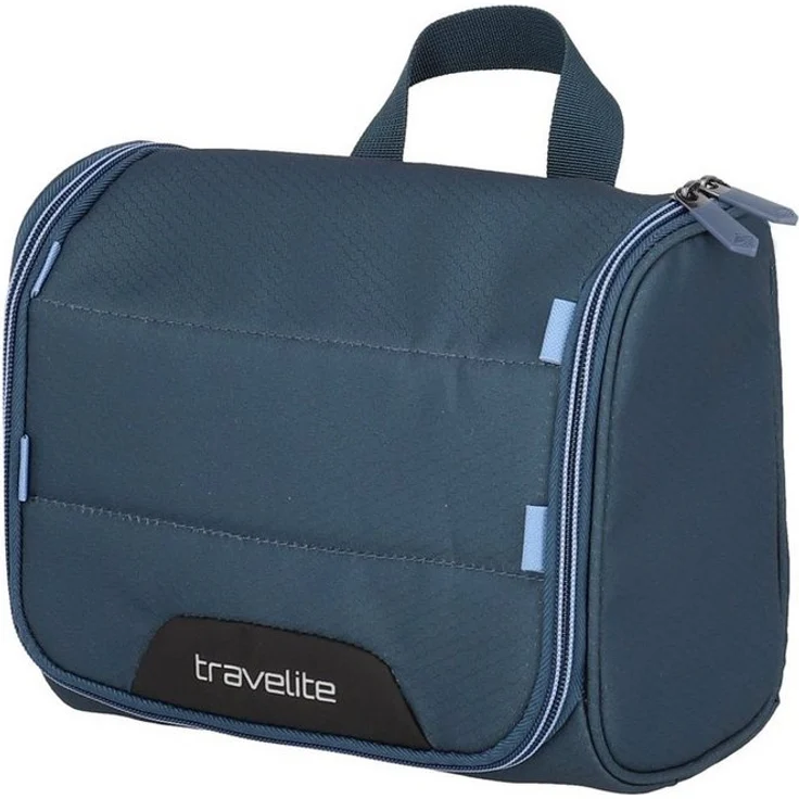 travelite Kulturbeutel Skaii Kulturtasche aus recyceltem Polyester, zum Hängen, blau