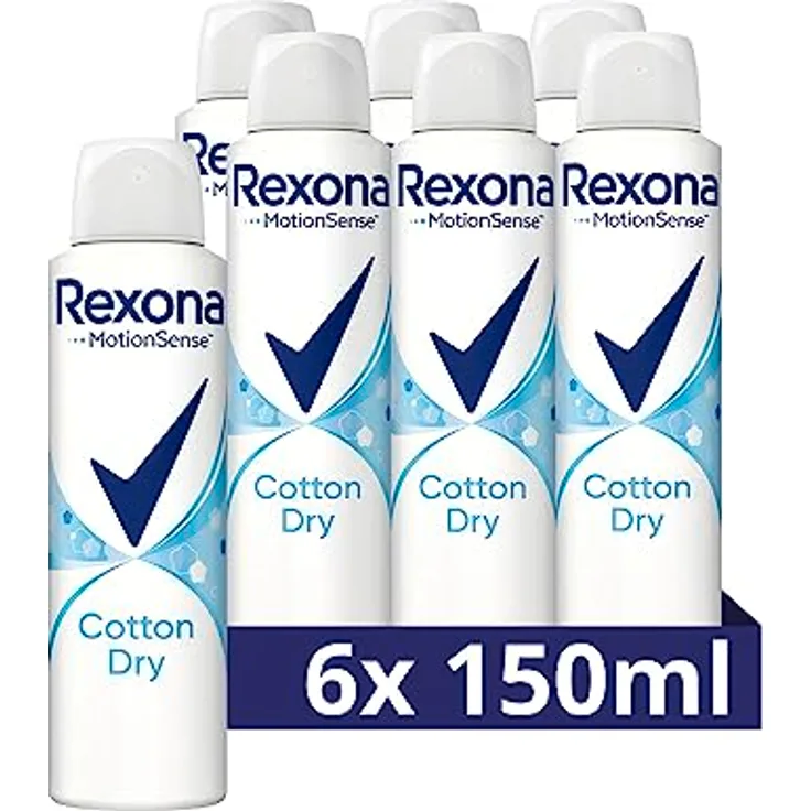 Rexona MotionSense Deo Spray Cotton Dry Anti Transpirant mit 48 Stunden Schutz gegen Körpergeruch und Achselnässe 150 ml 6 Stück