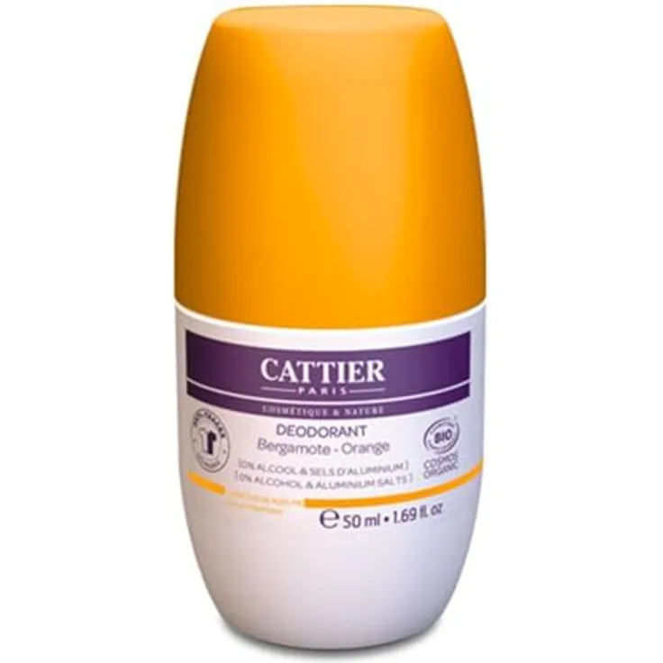 CATTIER Deoroller Bergamot ECO 50 ml, aluminiumfreies Roll-on Deodorant mit Zitrus Duft für Unisex, 48h Schutz