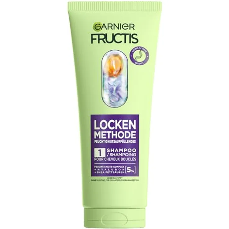 Garnier Locken Methode Feuchtigkeitsauffüllendes Shampoo, Sofort gebändigte Locken, 5% Hyaluron & Shea-Fettsäuren, Vegan, Ohne Silikone, 1 x 200 ml