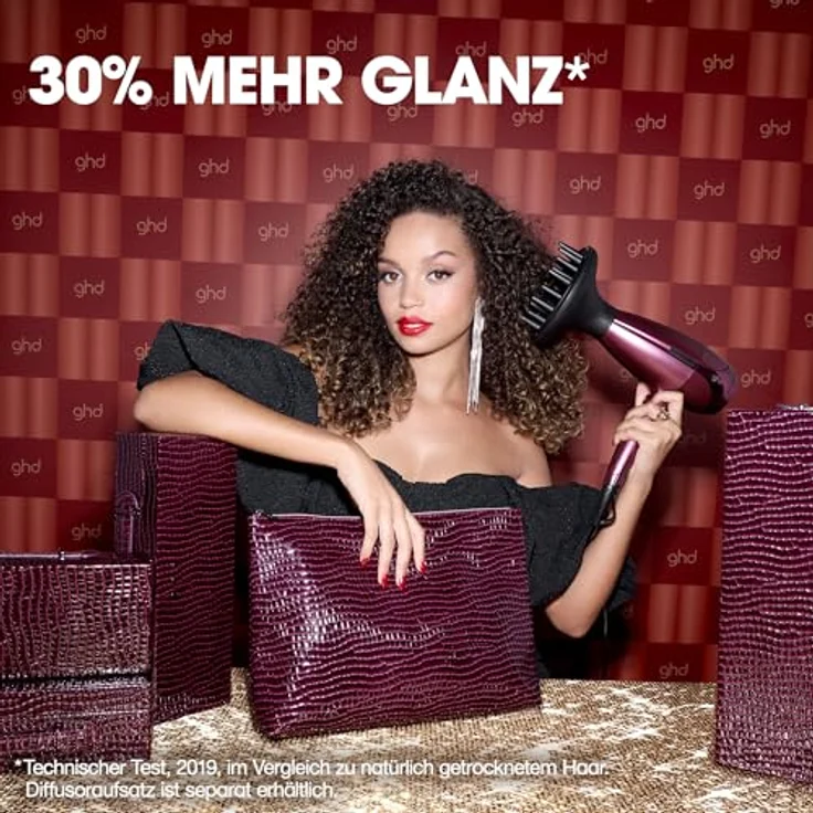 ghd helios® Limited Edition Haartrockner, professioneller 2.200 Watt Haartrockner mit 120 km/h Luftstrom und Kosmetiktasche, Kirschrot – Bild 3