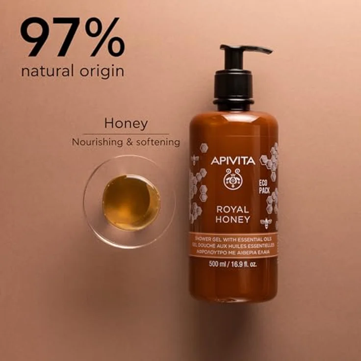 Apivita Royal Honey Duschgel Körperwaschgel 500 ml - Duschgel mit Honig, ätherischen Ölen & beruhigender Wirkung - Fördert Entspannung – Bild 3