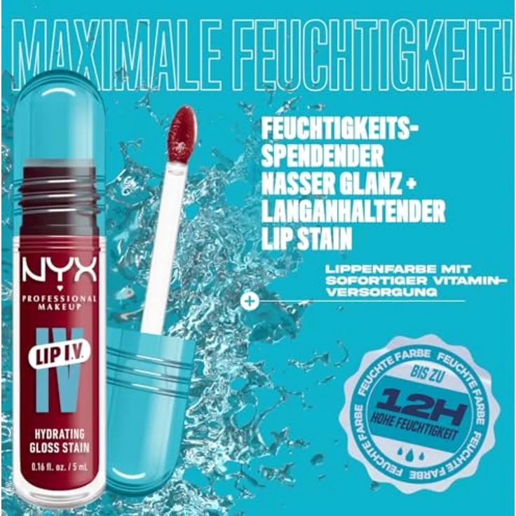 NYX Professional Makeup Lip IV Gloss Serum, feuchtigkeitsspendender Lipgloss mit Vitamin-Komplex, 5 ml - RAEDY SET WET – Bild 3