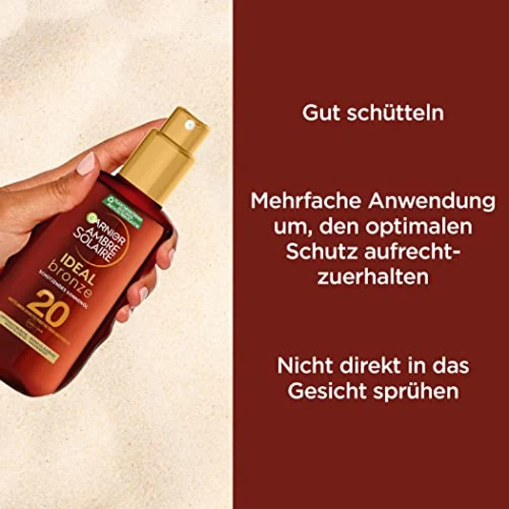 Garnier Sonnenöl mit LSF20, Feuchtigkeitsspendender Sonnenschutz und Bräunungsbeschleuniger, Ambre Solaire Ideal Bronze, 1 x 150 ml – Bild 5