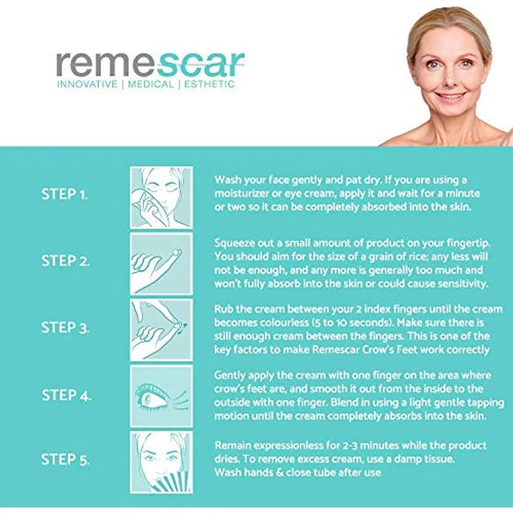Remescar Augencreme für Krähenfüße 8g - Klinisch nachgewiesene Augencreme zur Reduzierung von Krähenfüßen - Anti-Aging-Augencreme für Männer & Frauen - Filler gegen feine Linien & Fältchen – Bild 5
