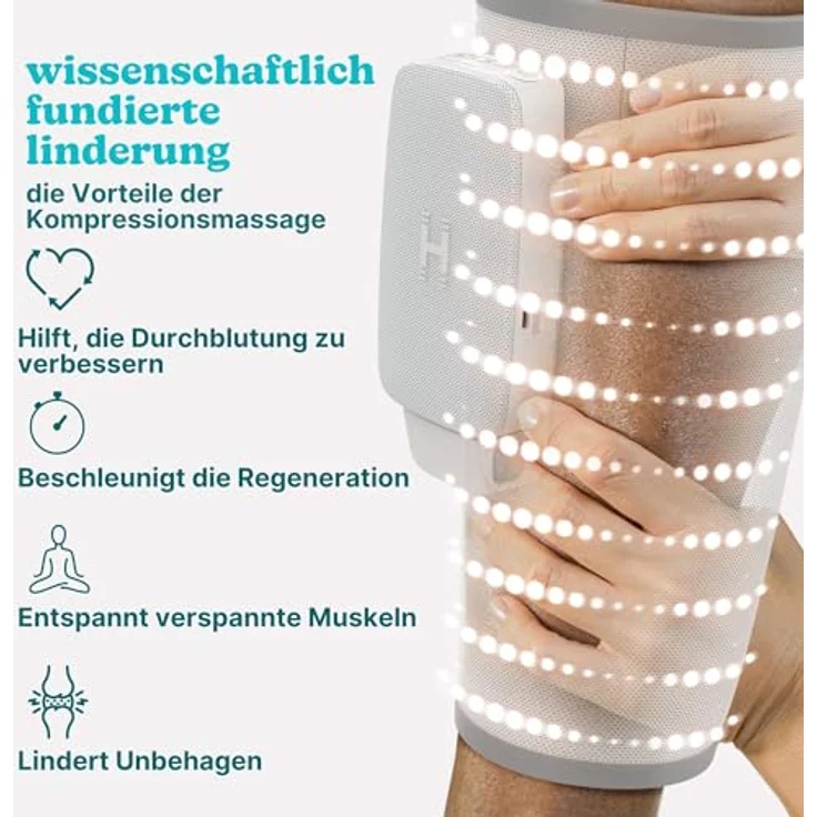 HoMedics Modulair Kompressions-Wadenstütze & Controller-Set, Wadenmassagegerät mit Wärme, 5 Intensitäten, 4 Kompressionsprogramme, für Wadenumfang bis 50 cm – Bild 4