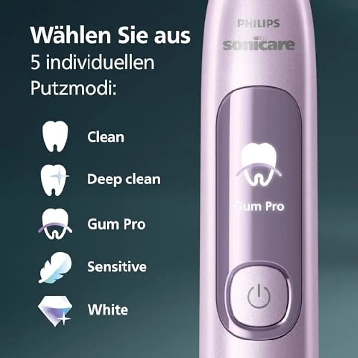 Philips Sonicare AdvancedClean Limited Edition, Elektrische Zahnbürste mit Smart Screen, Drucksensor, Erinnerungsfunktion, 5 Putzmodi, Pink, Modell HX3792/12 – Bild 5