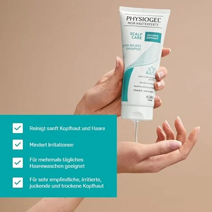 PHYSIOGEL Scalp Care Extra mildes Shampoo 200 ml - Kids Edition, milde Reinigung für irritierte Kopfhaut, frei von Duft- und Farbstoffen – Bild 2