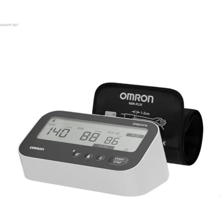 Omron M4 Connect AFib, Oberarm-Blutdruckmessgerät mit 22-42 cm Manschette, inkl. OMRON Connect App zur Datenanalyse, präzise Arrhythmieerkennung