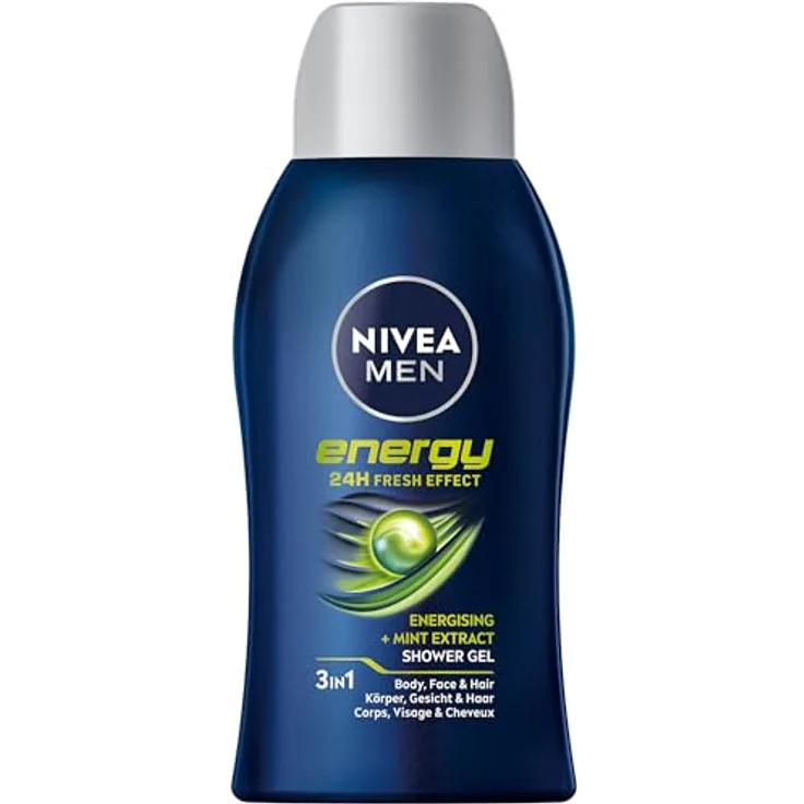 NIVEA MEN Energy Duschgel Mini, pH-hautneutrale Pflegedusche mit erfrischendem Minzduft und 24h Frischeeffekt, 50 ml