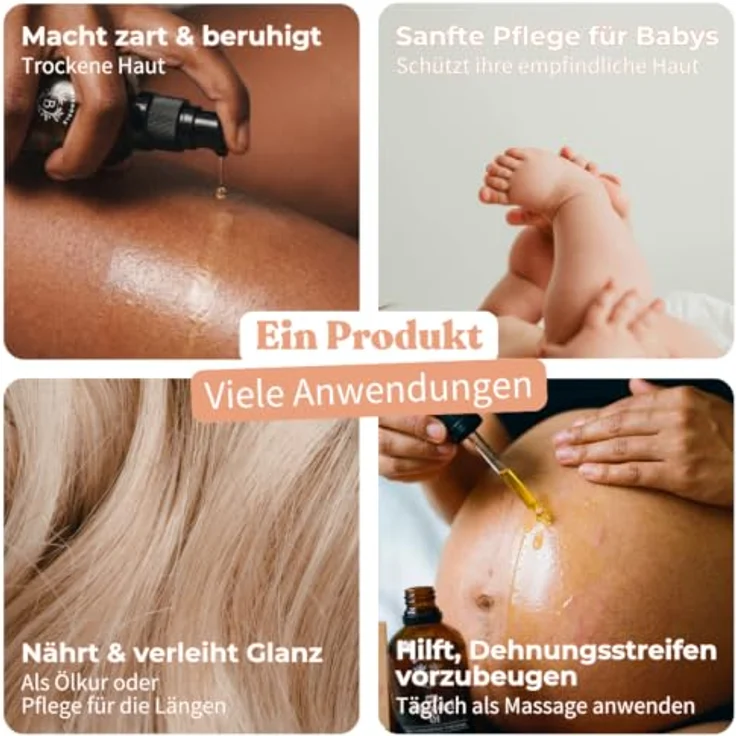 BIONOBLE Mandelöl Bio Kaltgepresst, 100ml, mehrfach einsetzbar für Baby, Massage, Haut- und Haarpflege, vegan, 100% natürlich – Bild 3