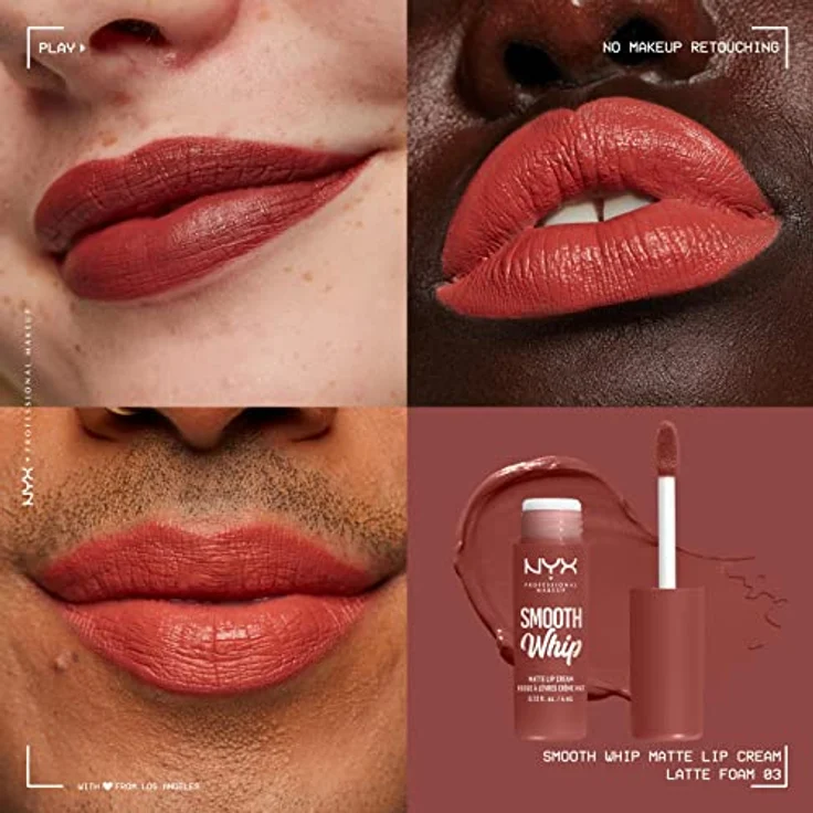 NYX Professional Makeup Smooth Whip Matte Lip Cream, glättender seidiger Lippenstift in Farbton 03 Latte Foam, 4 ml – Bild 12