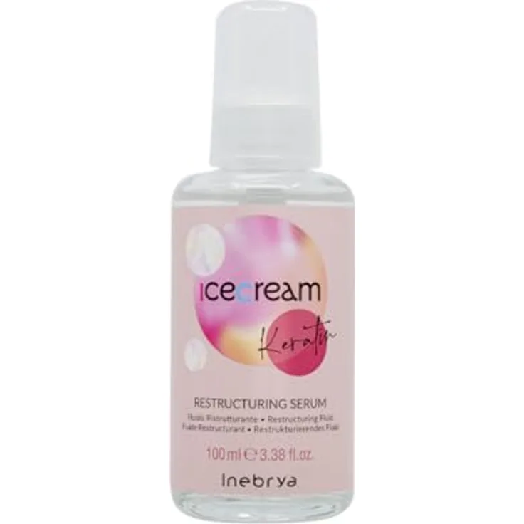 Inebrya Ice Cream Keratin Restructuring Serum - Fluido Ristrutturante 100ml, Haarkur mit Keratin-Kraftpaket und Anti-Frizz-Schutz