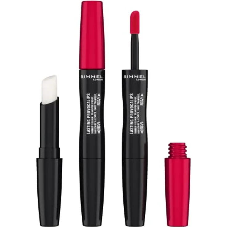 Rimmel London Provocalips Lippenstift, langanhaltende Formel, 2 Schritte, Farbton 500 Kiss The Town Red, 6 ml