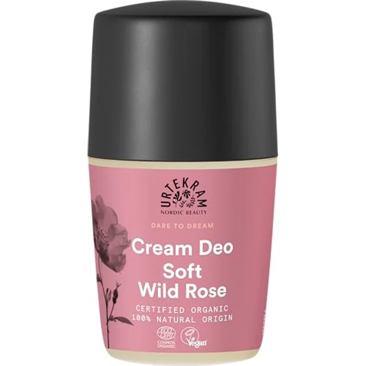 Urtekram Deodorant Soft Wild Rose 50ml, alkoholfrei und ohne Aluminiumsalze, sanft pflegend für normale & trockene Haut – Bild 1