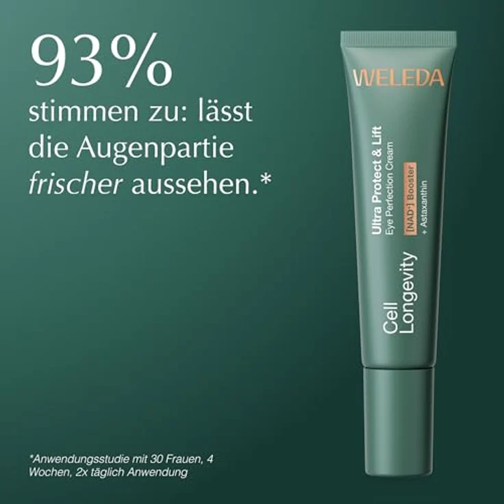WELEDA Cell Longevity Ultra Protect & Lift Eye Perfection Cream, Naturkosmetik Augenpflege mit [NAD⁺] Booster & Astaxanthin, reduziert Falten & strafft die Augenpartie, vegan, 15ml – Bild 3