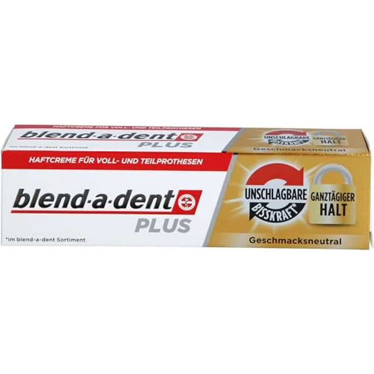 blend-a-dent Plus Premium Haftcreme, Zahnpasta mit unschlagbarem Halt für Voll- und Teilprothesen, neutraler Geschmack, 40g – Bild 2