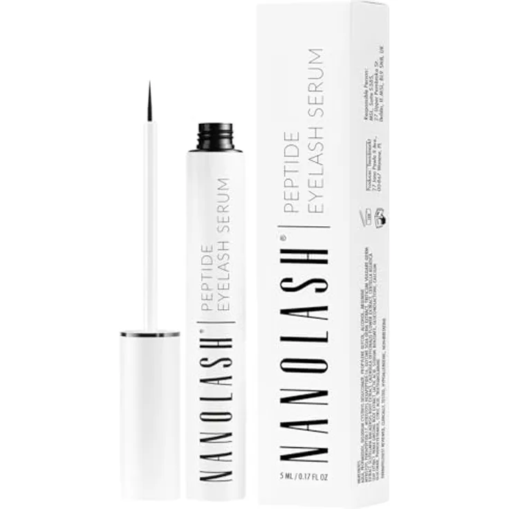 Nanolash Wimpernserum 5 ml, Peptidbasiertes Serum für längere und dichtere Wimpern, hypoallergen und ohne Hormone