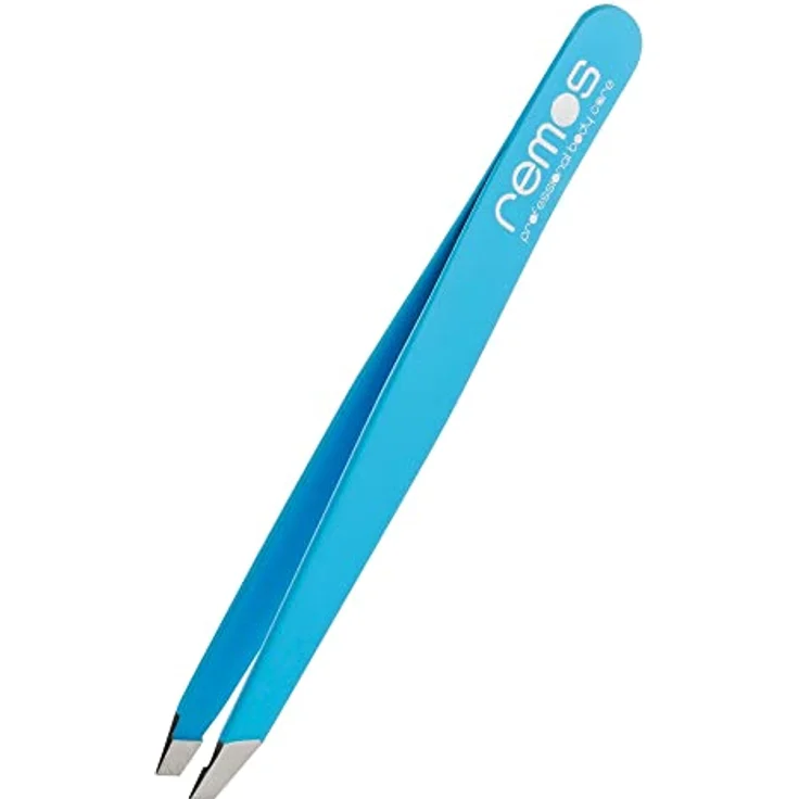 REMOS Profi Pinzette, Augenbrauenpinzette mit extra feinen Spitzen aus rostfreiem Edelstahl, blau – Bild 1