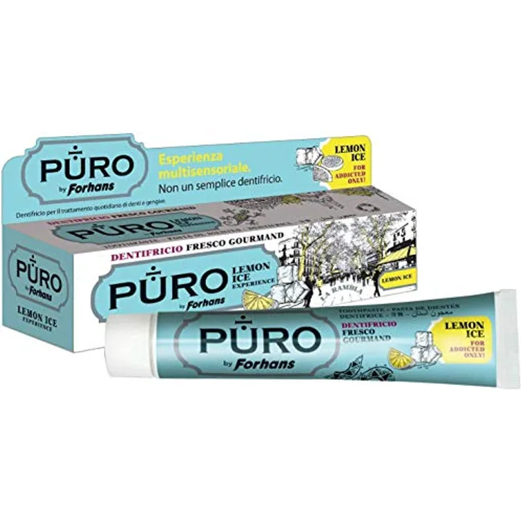 PURO Lemon Ice, Gel-Zahnpasta mit Zitronen- und Minzgeschmack, schützend, beruhigend und antibakteriell, 117 ml