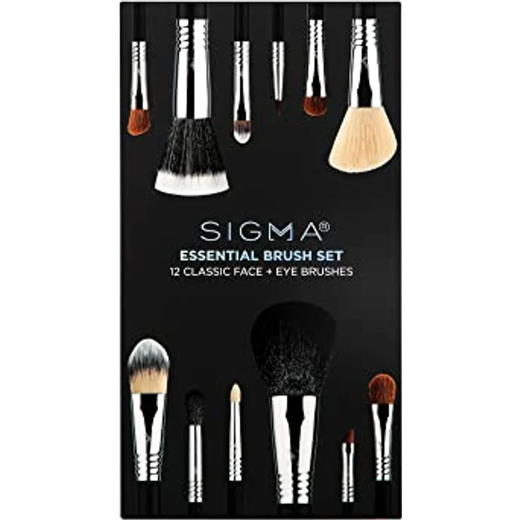 Sigma Beauty Essentielles Make-up Pinsel Set – Professionelle Pinsel mit Premium-Fasern & eleganten Griffen, 12 schwarze Pinsel – Bild 2