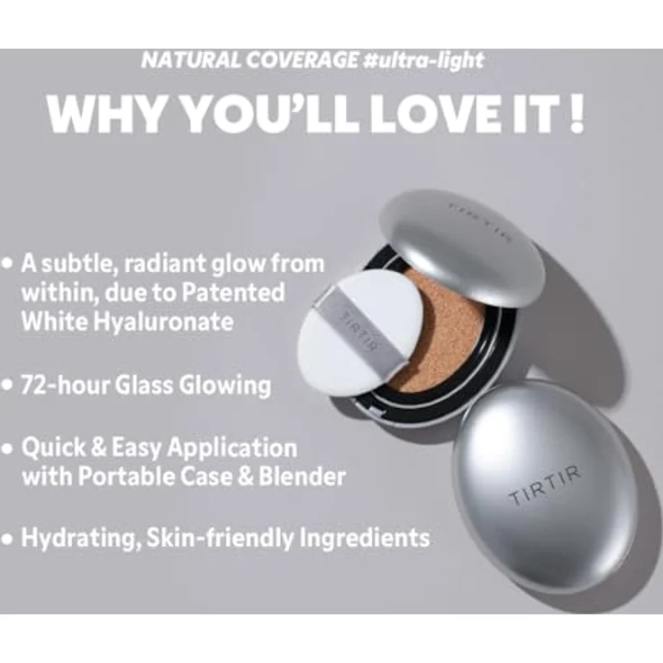 TIRTIR Mask Fit Aura Cushion Mini, feuchtigkeitsspendendes Make-up mit Hyaluronsäure, Farbton 35N Walnut, 4.5 g – Bild 5