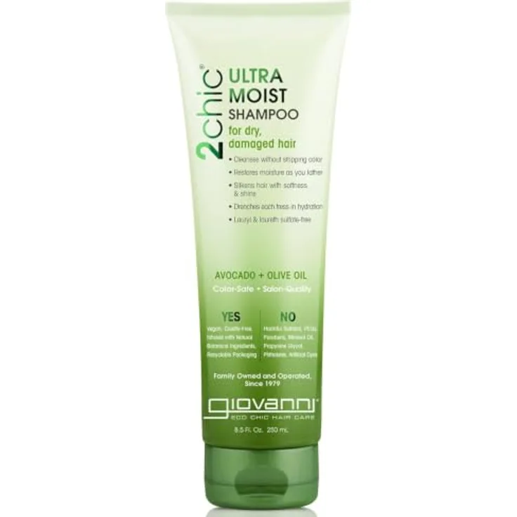 Giovanni 2chic Ultra-Moist Shampoo, pflegendes Shampoo mit Avocado und Olivenöl für trockenes Haar, 250ml